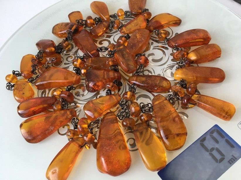 Natural Antique Baltic Vintage Amber Old Butterscotch Yolk Beads Necklace