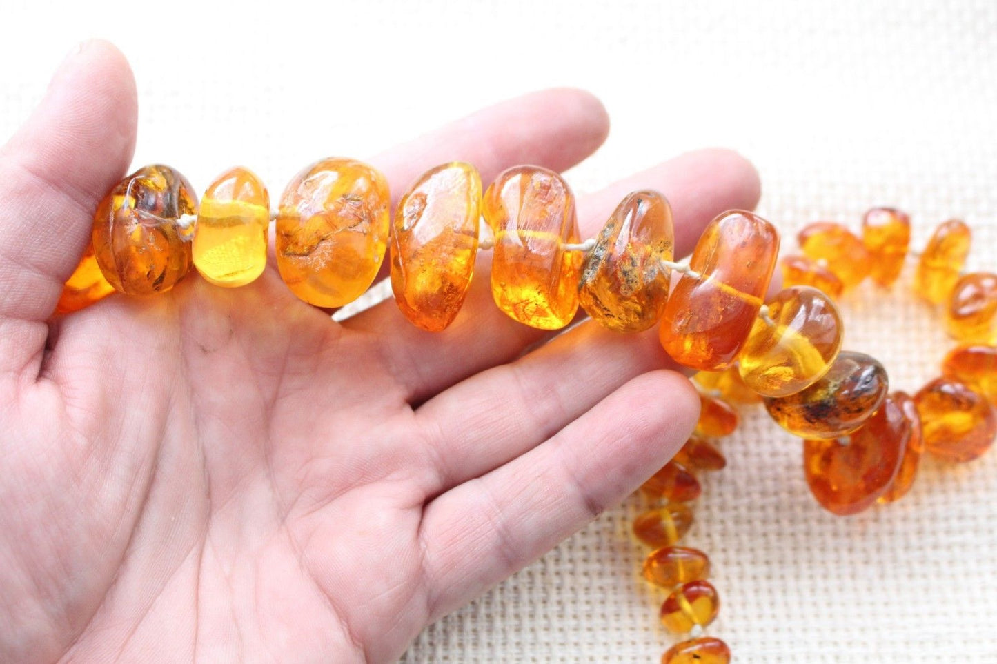 Natural Antique Baltic Amber Cognac Honey Necklace Beads